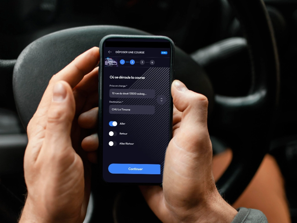 Déposer ses courses en trop sur MedCourses, l’application d’échange de courses dédiée aux professionnels du transport sanitaire.